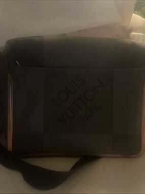 Louis Vuitton Dark Brown Checker Messenger Bag with Tan Trim